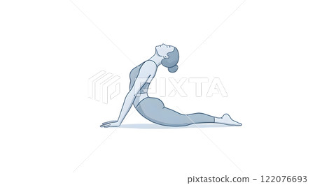 Illustration of Woman Practicing Cobra Pose in Yoga Illustration of Woman Practicing Cobra Pose in Yoga 122076693