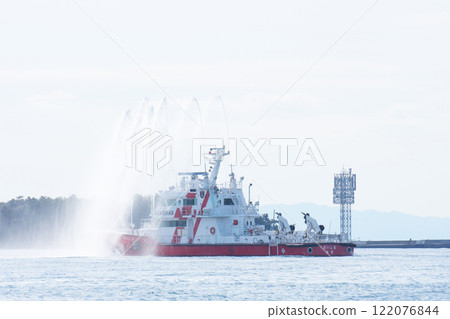 Fire boat at the New Year's parade Fire boat at the New Year's parade 122076844