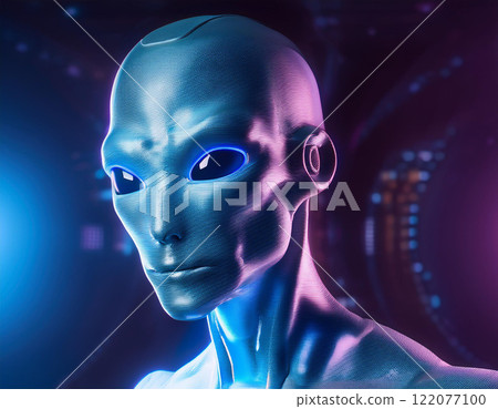 Humanoid Alien Looking at Camera 122077100