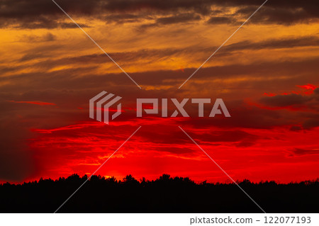 A Beautiful and Stunning Sunset Over a Serene and Peaceful Landscape Filled with Nature A Beautiful and Stunning Sunset Over a Serene and Peaceful Landscape Filled with Nature 122077193