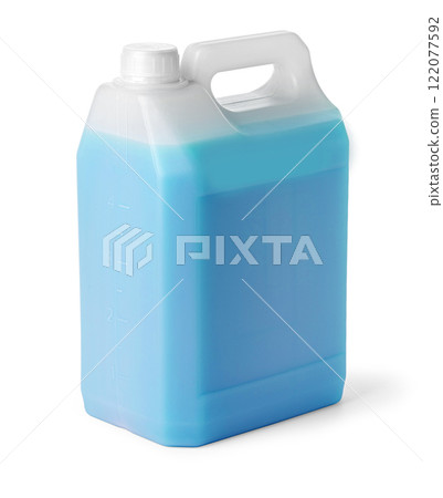 Can with non-freezing liquid, isolated on white. 122077592