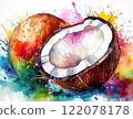 Fresh sweet coconut, watercolor artwork 122078178