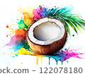 Fresh sweet coconut, watercolor artwork 122078180