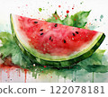 Fresh sweet watermelon with green leaves 122078181