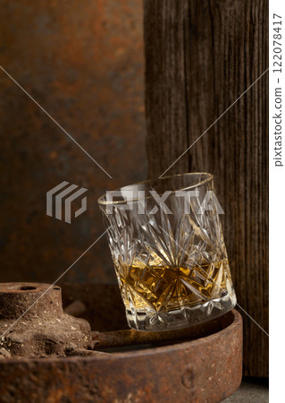 Whiskey in crystal glass. Whiskey in crystal glass. 122078417