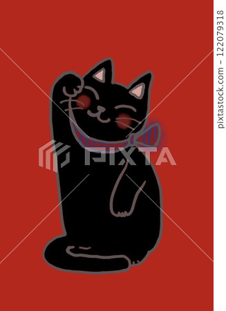 A cat that invites many good things, a cute beckoning cat, cat club, beckoning cat, symbol 122079318