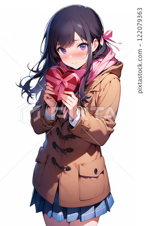 High school girl holding Valentine's chocolate High school girl holding Valentine's chocolate 122079363