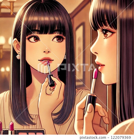 A woman applying a lip 122079369