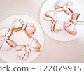 A bird's-eye view of trendy ribbon buns 122079915