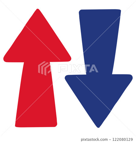 Hand drawn illustration of red and blue arrows Hand drawn illustration of red and blue arrows 122080129