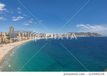 Coastal view of the city of Benidorm with beach Coastal view of the city of Benidorm with beach 122080236