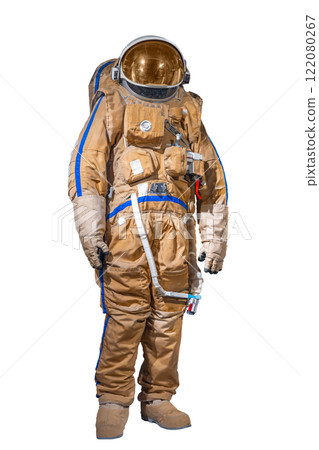 Working spacesuit against white isolated background closeup Working spacesuit against white isolated background closeup 122080267