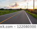 the setting sun on the roads of Jeju Island, Korea 122080300