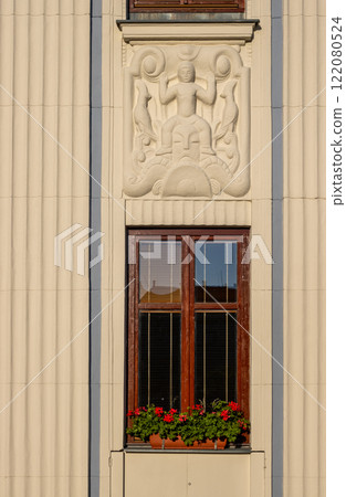 Historic building with a window, Mohelnice, Czech republic Historic building with a window, Mohelnice, Czech republic 122080524