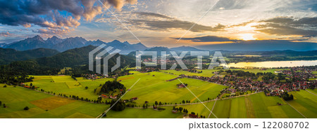 Beautiful natural landscape of the Alps. Forggensee and Schwangau, Germany, Bavaria Beautiful natural landscape of the Alps. Forggensee and Schwangau, Germany, Bavaria 122080702
