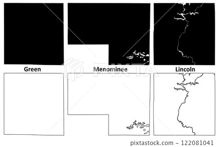 Menominee, Green and Lincoln County, State of Wisconsin (U.S. county, United States of America, US) map vector illustration, scribble sketch map Menominee, Green and Lincoln County, State of Wisconsin (U.S. county, United States of America, US) map vector illustration, scribble sketch map 122081041