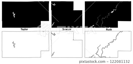 Sawyer, Taylor and Rusk County, State of Wisconsin (U.S. county, United States of America, US) map vector illustration, scribble sketch map Sawyer, Taylor and Rusk County, State of Wisconsin (U.S. county, United States of America, US) map vector illustration, scribble sketch map 122081132