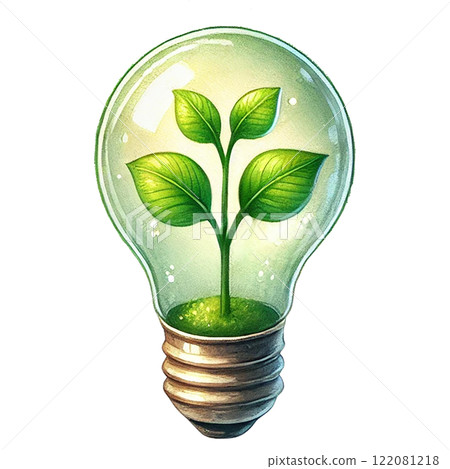 A light bulb symbolizes eco-friendly energy and growth. Eco-Friendly concept 122081218
