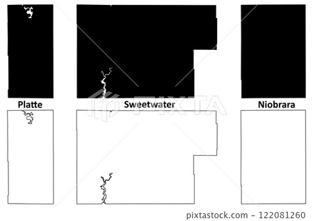 Niobrara, Platte and Sweetwater County, State of Wyoming (U.S. county, United States of America, US) map vector illustration, scribble sketch map Niobrara, Platte and Sweetwater County, State of Wyoming (U.S. county, United States of America, US) map vector illustration, scribble sketch map 122081260