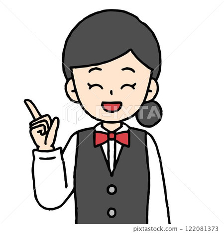 一位女服務生正在指揮。 122081373