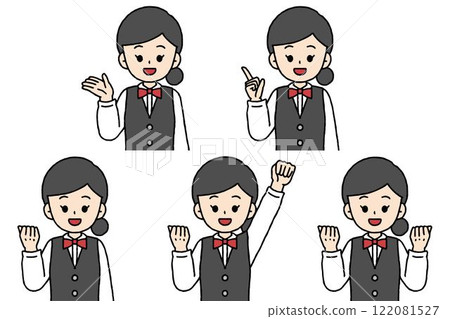 女服務生女姿勢套裝 122081527