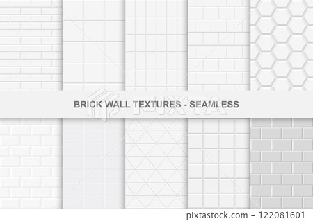 Collection of seamless brick wall textures. 122081601