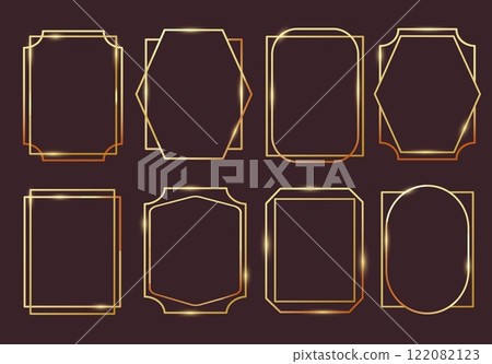 Geometric luxury frames. Modern golden linear borders with simple abstract shapes, elegant minimalistic decorative elements. Vector collection Geometric luxury frames. Modern golden linear borders with simple abstract shapes, elegant minimalistic decorative elements. Vector collection 122082123