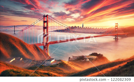 Golden Gate Bridge at sunset Golden Gate Bridge at sunset 122082309