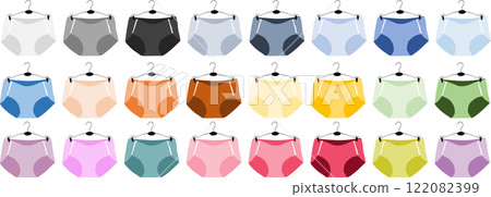 Graphic material illustration set of underwear hung on a hanger Graphic material illustration set of underwear hung on a hanger 122082399