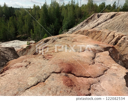 Quarry for the extraction of multi-colored clay in the Ural Mountains Quarry for the extraction of multi-colored clay in the Ural Mountains 122082534
