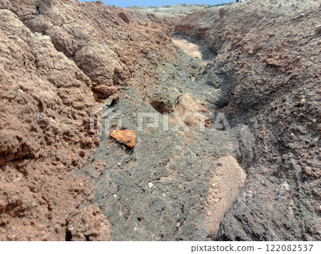 Quarry for the extraction of multi-colored clay in the Ural Mountains Quarry for the extraction of multi-colored clay in the Ural Mountains 122082537