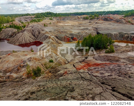 Quarry for the extraction of multi-colored clay in the Ural Mountains 122082548
