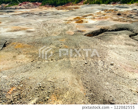 Quarry for the extraction of multi-colored clay in the Ural Mountains Quarry for the extraction of multi-colored clay in the Ural Mountains 122082555