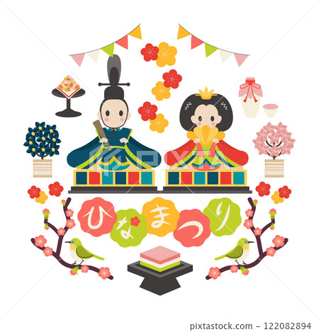 娃娃和 Hinamatsuri 人物向量圓形插畫 娃娃和 Hinamatsuri 人物向量圓形插畫 122082894