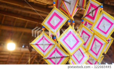 A hanging ornament resembling a spider web from the Karen tribe in Thailand, believed to be a talisman for protection 122083445