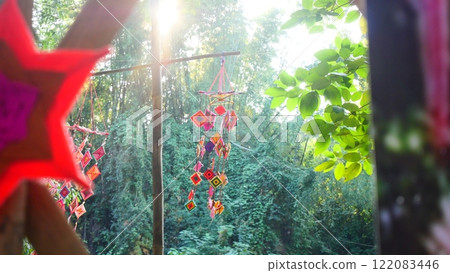 A hanging ornament resembling a spider web from the Karen tribe in Thailand, believed to be a talisman for protection 122083446