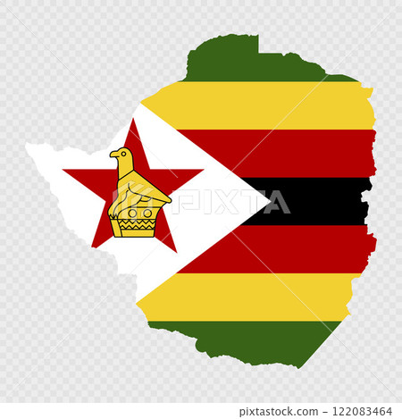 Zimbabwe map silhouette with flag. 122083464