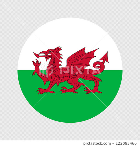 Wales circle flag. Vector illustration. 122083466