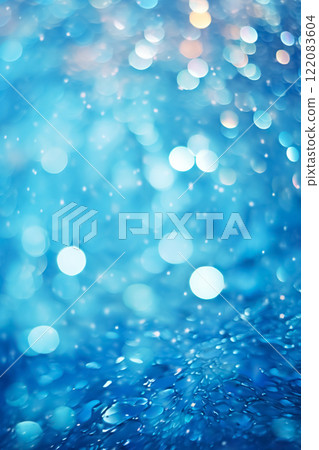 clean blue transparent water drops background, blurred droplet bokeh, creative liquid texture design, condensation macro 122083604