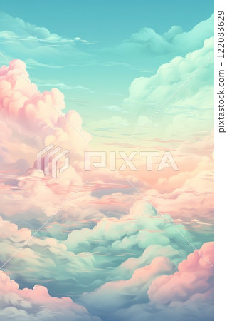 idyllic heaven with purple and pink fluffy colorful clouds, soft and pastel cloudscape with natural light background idyllic heaven with purple and pink fluffy colorful clouds, soft and pastel cloudscape with natural light background 122083629