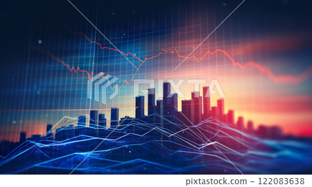 stock and currency market chart, forex exchange graphic, finance and investment colorful background 122083638