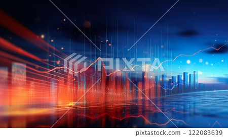 stock and currency market chart, forex exchange graphic, finance and investment colorful background 122083639