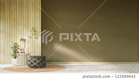Mocha concept Scene living room have green sofa and decoration wooden minimalist design, room japanese style.3D rendering 122084642