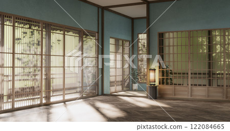 Dark blue color japan interior design,modern living room. 3d illustration, 3d rendering Dark blue color japan interior design,modern living room. 3d illustration, 3d rendering 122084665