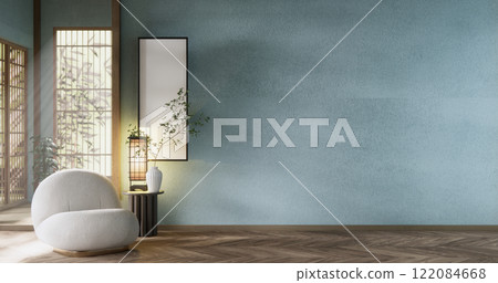 blue wall Living Room Interior Design have  mini sofa modern and decoration. 3D rendering 122084668