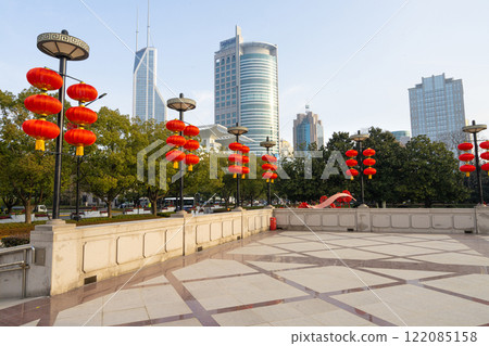 New Year's Eve decorations in the People's Park in Shanghai, China New Year's Eve decorations in the People's Park in Shanghai, China 122085158