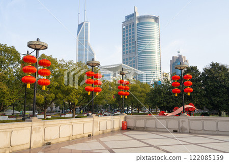 New Year's Eve decorations in the People's Park in Shanghai, China New Year's Eve decorations in the People's Park in Shanghai, China 122085159