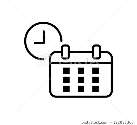 時鐘和日曆簡單圖示圖向量 時鐘和日曆簡單圖示圖向量 122085363
