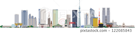 A panorama of Tokyo's symbolic spots arranged randomly 122085843