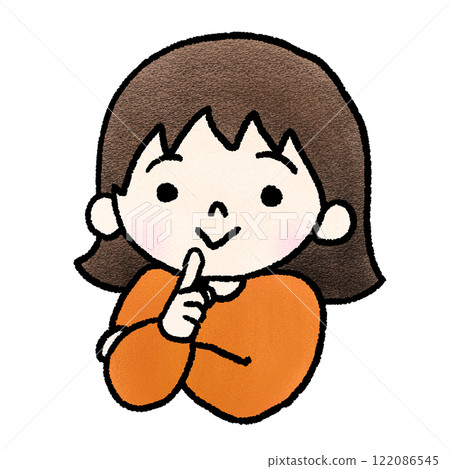 一個有思想的女孩的手繪插圖 122086545